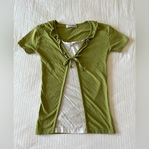 Girls Green and White Shirt